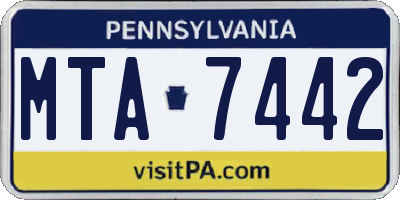 PA license plate MTA7442