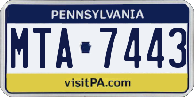 PA license plate MTA7443