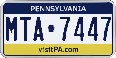 PA license plate MTA7447