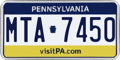 PA license plate MTA7450