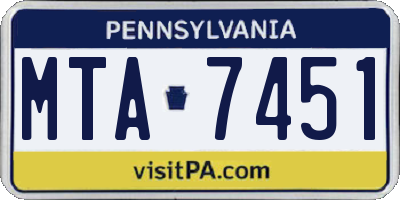 PA license plate MTA7451