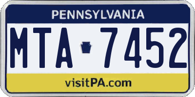 PA license plate MTA7452