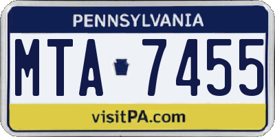 PA license plate MTA7455