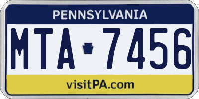PA license plate MTA7456