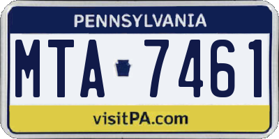 PA license plate MTA7461