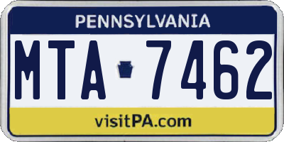 PA license plate MTA7462
