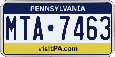 PA license plate MTA7463