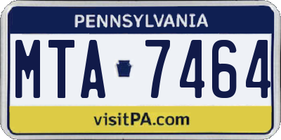 PA license plate MTA7464