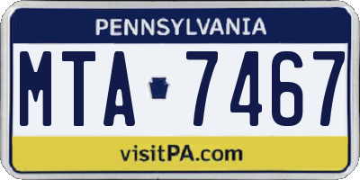 PA license plate MTA7467