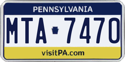 PA license plate MTA7470