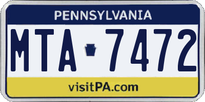 PA license plate MTA7472