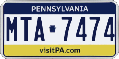 PA license plate MTA7474