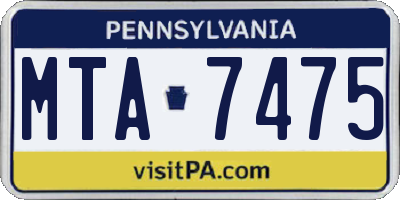 PA license plate MTA7475
