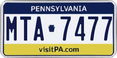 PA license plate MTA7477