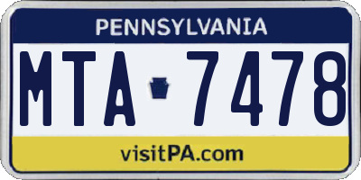 PA license plate MTA7478