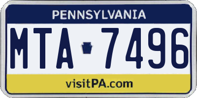 PA license plate MTA7496