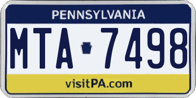 PA license plate MTA7498
