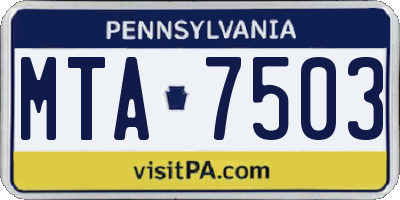 PA license plate MTA7503