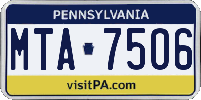 PA license plate MTA7506