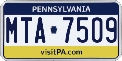 PA license plate MTA7509