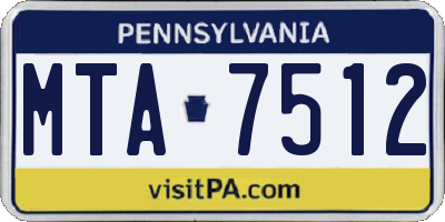 PA license plate MTA7512