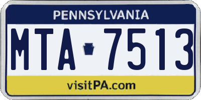 PA license plate MTA7513