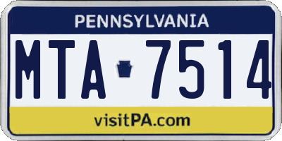 PA license plate MTA7514