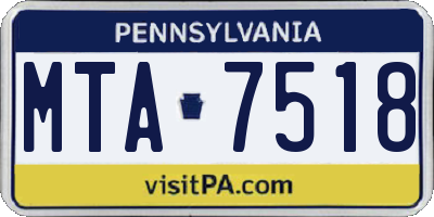 PA license plate MTA7518