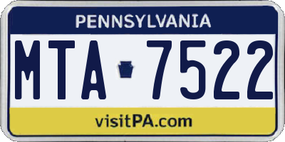 PA license plate MTA7522