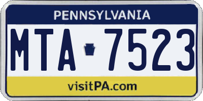 PA license plate MTA7523