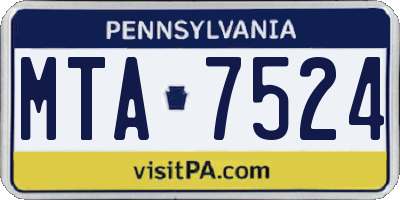 PA license plate MTA7524