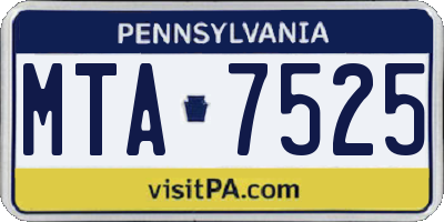 PA license plate MTA7525