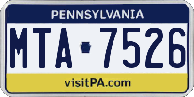 PA license plate MTA7526