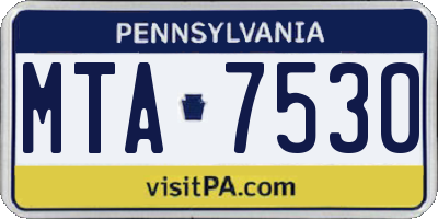 PA license plate MTA7530