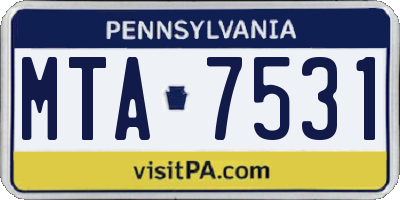 PA license plate MTA7531