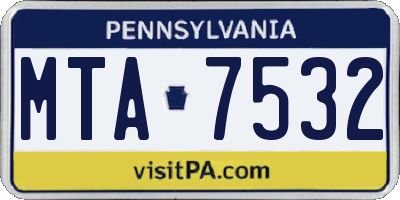 PA license plate MTA7532