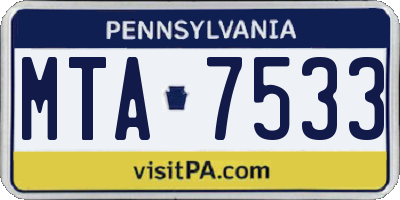 PA license plate MTA7533
