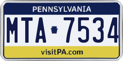 PA license plate MTA7534