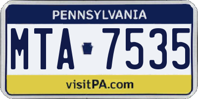 PA license plate MTA7535