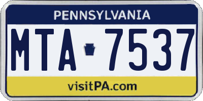 PA license plate MTA7537