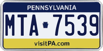 PA license plate MTA7539