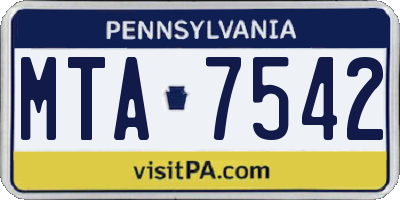PA license plate MTA7542