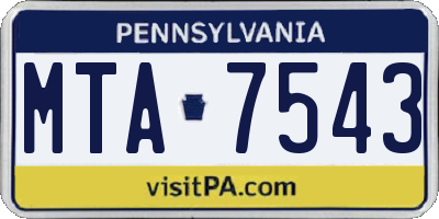 PA license plate MTA7543