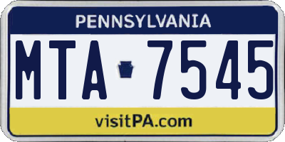 PA license plate MTA7545