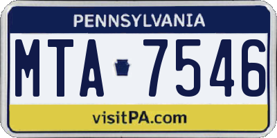 PA license plate MTA7546