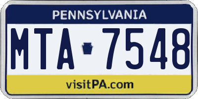 PA license plate MTA7548