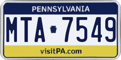 PA license plate MTA7549