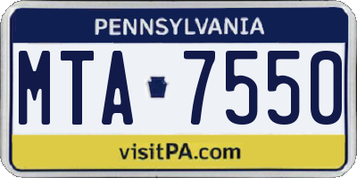PA license plate MTA7550