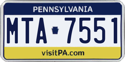 PA license plate MTA7551