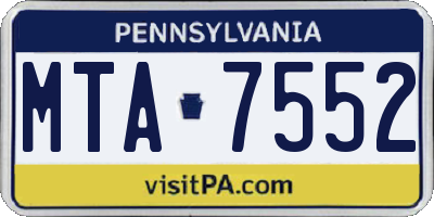 PA license plate MTA7552